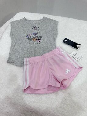 Girl’s Adidas Gray and Pink Short Set